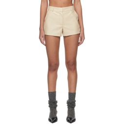 Beige Kate Faux Leather Shorts 241115F088010