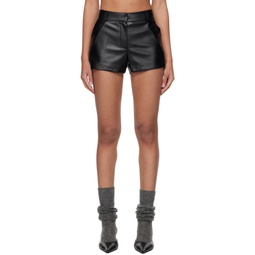 Black Kate Faux Leather Shorts 241115F088009