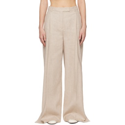 Beige Lino Trousers 241364F087008