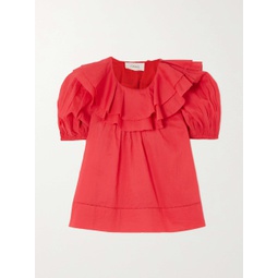 THE GREAT. The Sunrise ruffled cotton-voile blouse