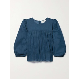 THE GREAT. The Daze pleated cotton-voile blouse