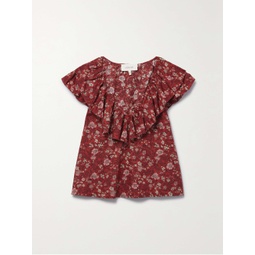 THE GREAT. The Topiary ruffled floral-print cotton blouse