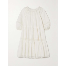 THE GREAT. The Nightingale tiered lace-trimmed cotton-voile mini dress
