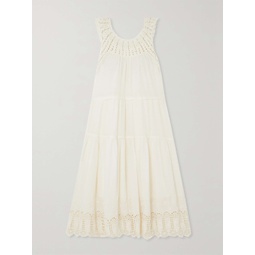 THE GREAT. The Soleil crochet-trimmed tiered cotton-voile maxi dress