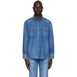 Blue Classic Western Denim Shirt 241864M192003