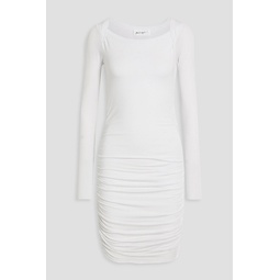 Ruched Micro Modal-blend jersey mini dress