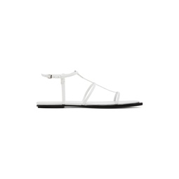 White T Bar Flat Sandals 222359F124027