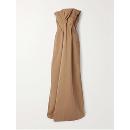 THE ROW Nimah strapless gathered ribbed wool and cotton-blend maxi dress