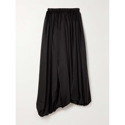 THE ROW Hana asymmetric pleated silk-twill maxi skirt