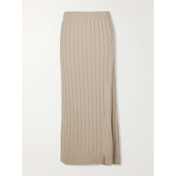THE ROW Dejan asymmetric ribbed cashmere midi skirt