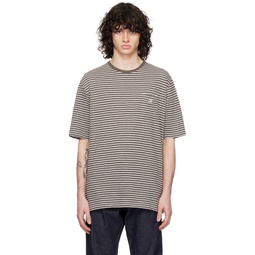 Gray   White Striped T Shirt 241150M213002