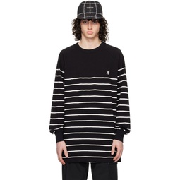 Black Striped Long Sleeve T Shirt 241150M213001