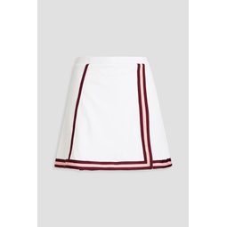 Match Tahlia striped waffle knit and stretch-jersey mini skirt