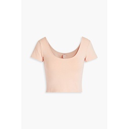 Allegra cropped stretch cotton and modal-blend jersey top