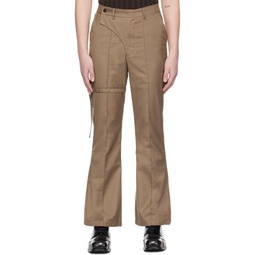 Brown Flare Trousers 231865M191002