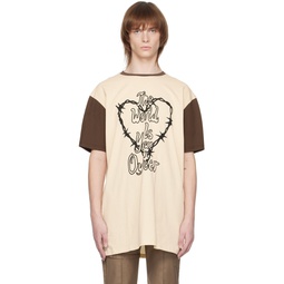 Beige   Brown Thorny Heart T Shirt 231865M213004
