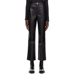 Black Straight Leg Faux Leather Trousers 222477F087013