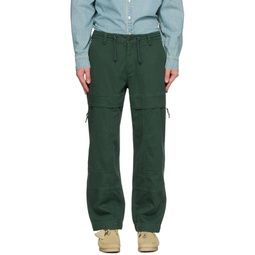 Green Zip Cargo Pants 232631M188000
