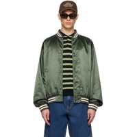 Green Embroidered Bomber Jacket 241631M175000