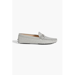 Double T glittered suede loafers
