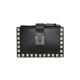 Black Leather Studs Small Wallet 241492F040000