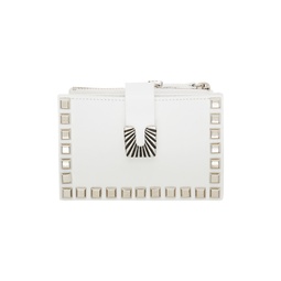 White Leather Studs Small Wallet 241492F040001