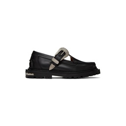 Black Buckle Loafers 232492F121013