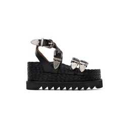 Black Pin Buckle Platform Sandals 231492F125001