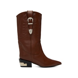 Burgundy Topstitch Cowboy Boots 232492F114000