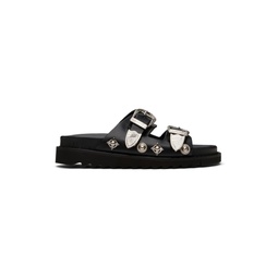 Black Double Buckle Charms Sandals 241492F124016