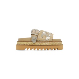 Beige Leather Platform Sandals 241492F124017