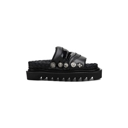 Black Embellished Sandals 231492F124003