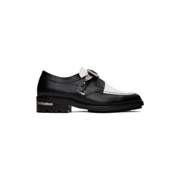 SSENSE Exclusive Black   White Hard Leather Monkstraps 241688M243001