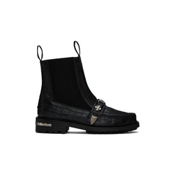 Black Croc Chelsea Boots 232688M223011