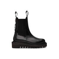 SSENSE Exclusive Black Hard Leather Chelsea Boots 232688M223006