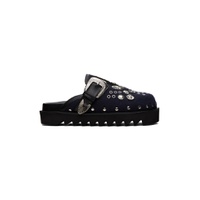 SSENSE Exclusive Black   Navy Studded Loafers 232688M231023