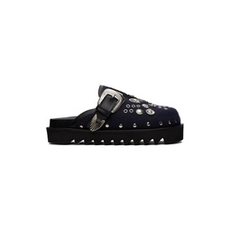 SSENSE Exclusive Black   Navy Studded Loafers 232688M231023