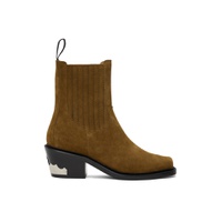 Brown Square Toe Chelsea Boots 231688M223004