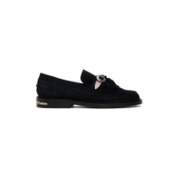 Navy Tassels Loafers 222688M231007