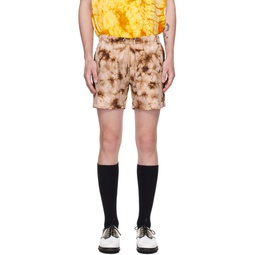 Brown Tie Dye Shorts 231314M193015