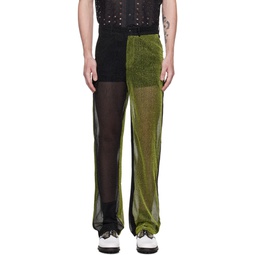 Black   Green Sparkly Trousers 231314M191032