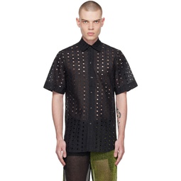 Black Perforated Shirt 231314M192063