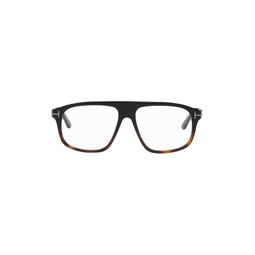 Black   Brown Aviator Glasses 241076M133029