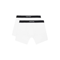 Two Pack White Cotton Boxers 241076M216006