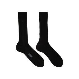 Black Embroidered Socks 241076M220004
