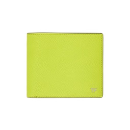 Green Small Grain Leather Bifold Wallet 241076M164007