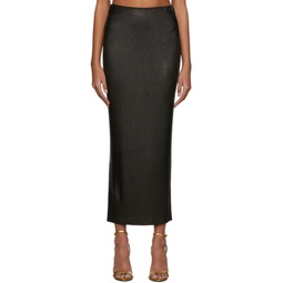 Black Glossy Long Skirt 221076F092000