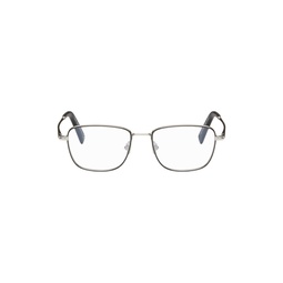 Silver Blue Block Square Glasses 221076M133111