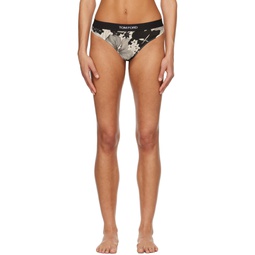Off White   Black Floral Thong 241076F081002
