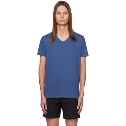 Blue V Neck T Shirt 232076M213023